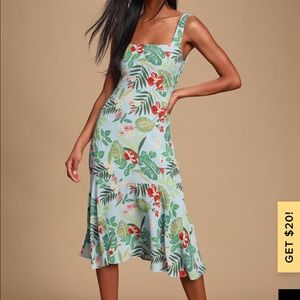Tropical Print Midi Dress